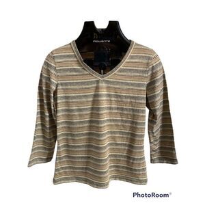 Liz Claiborne vneck 3/4 length sleeve striped top NWT